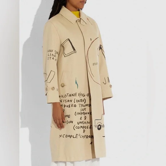 NWOT Coach x Jean-Michel Basquiat Trench Coat in Beige sz XS/S